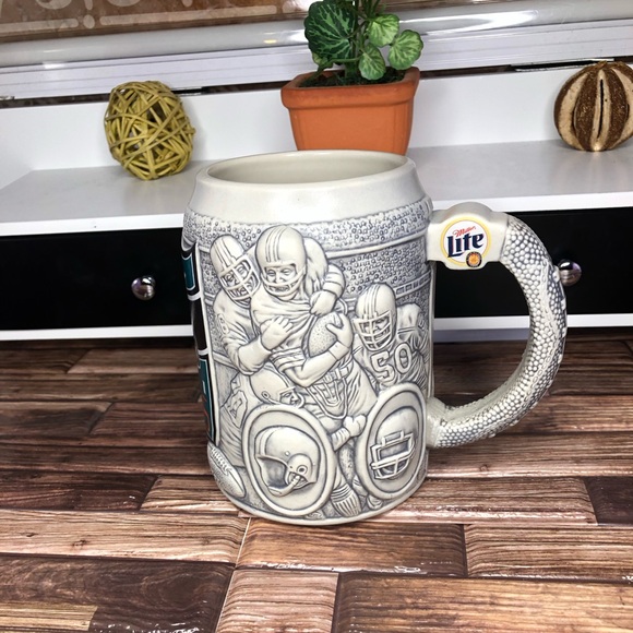 Vintage Miller Lite Commemorative NFL Miami Dolphins 3D Porcelain Beer Mug Stein - Picture 3 of 7